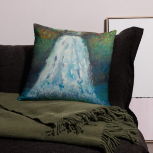 "Watercolor Waterfall" Art Pillow