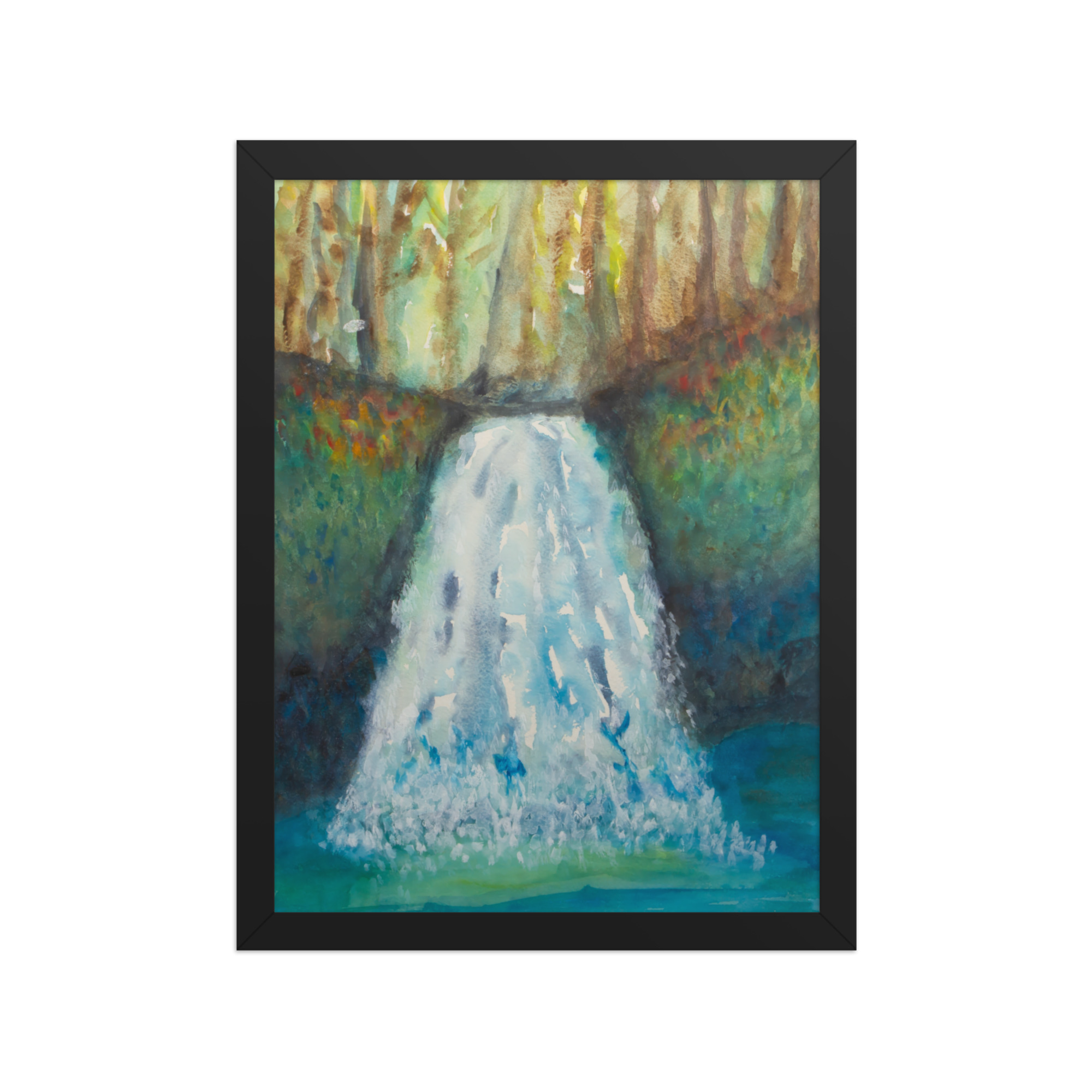 "watercolor waterfall" framed poster "watercolor waterfall" framed poster