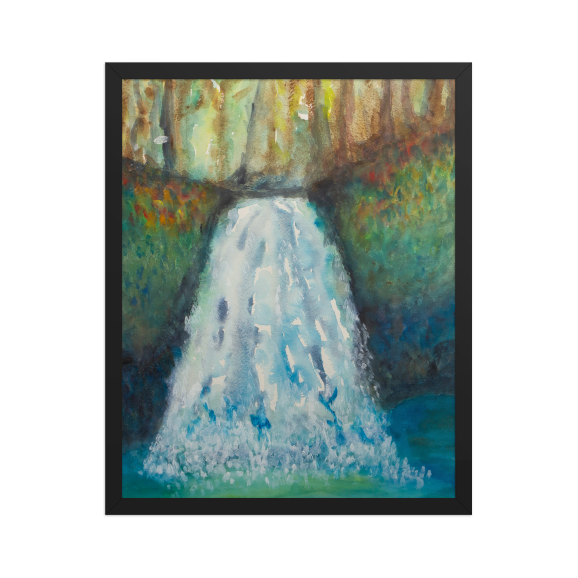 "watercolor waterfall" framed poster "watercolor waterfall" framed poster