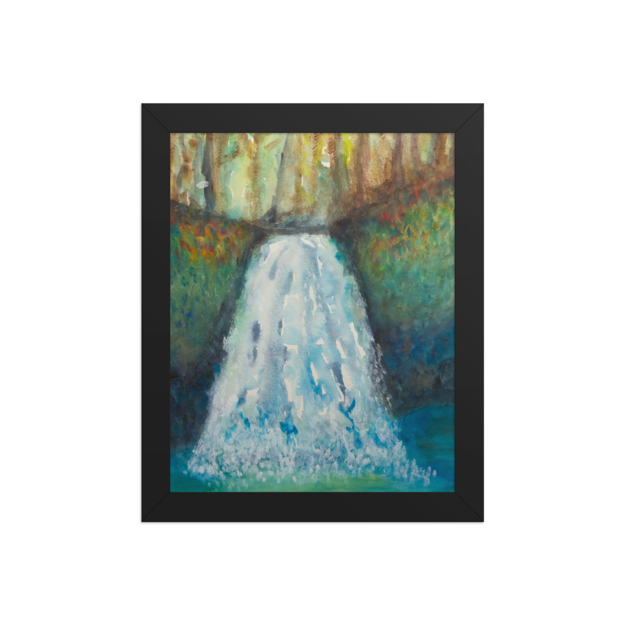 "watercolor waterfall" framed poster "watercolor waterfall" framed poster