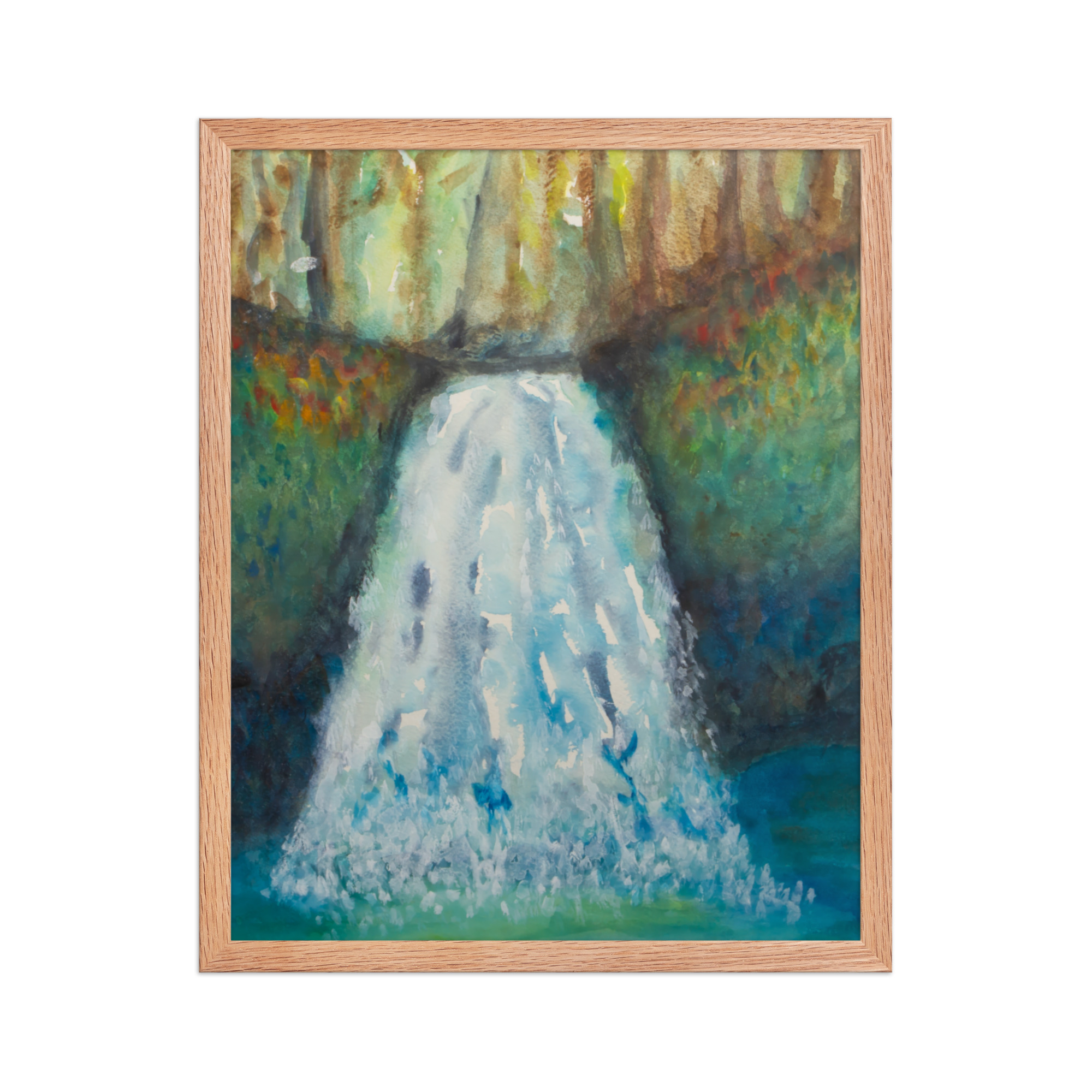 "watercolor waterfall" framed poster "watercolor waterfall" framed poster
