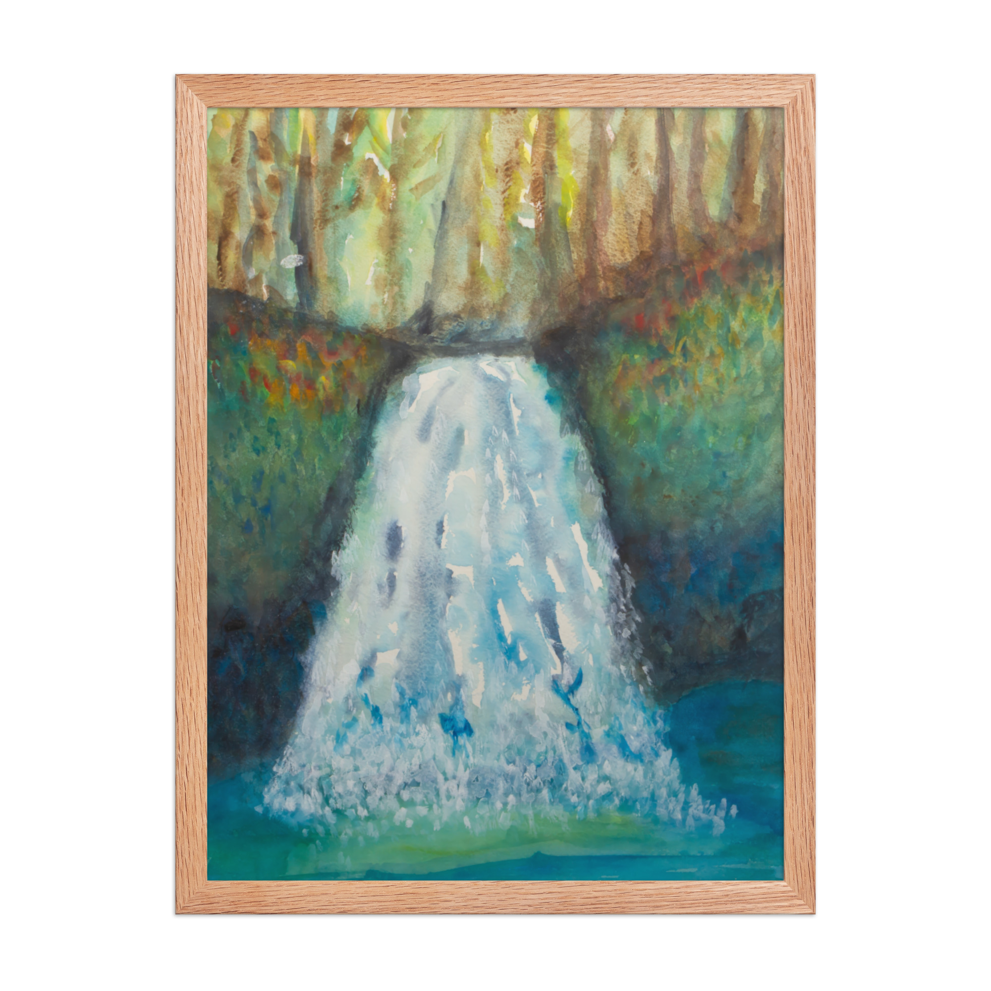 "watercolor waterfall" framed poster "watercolor waterfall" framed poster