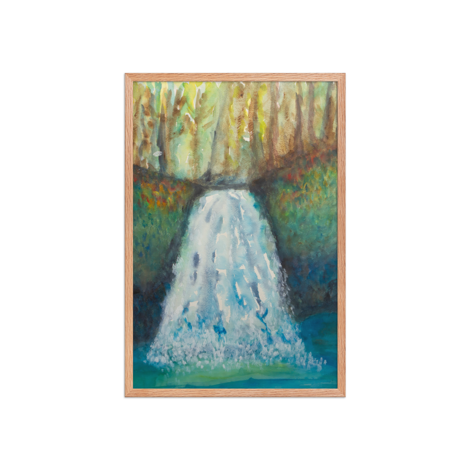 "watercolor waterfall" framed poster "watercolor waterfall" framed poster