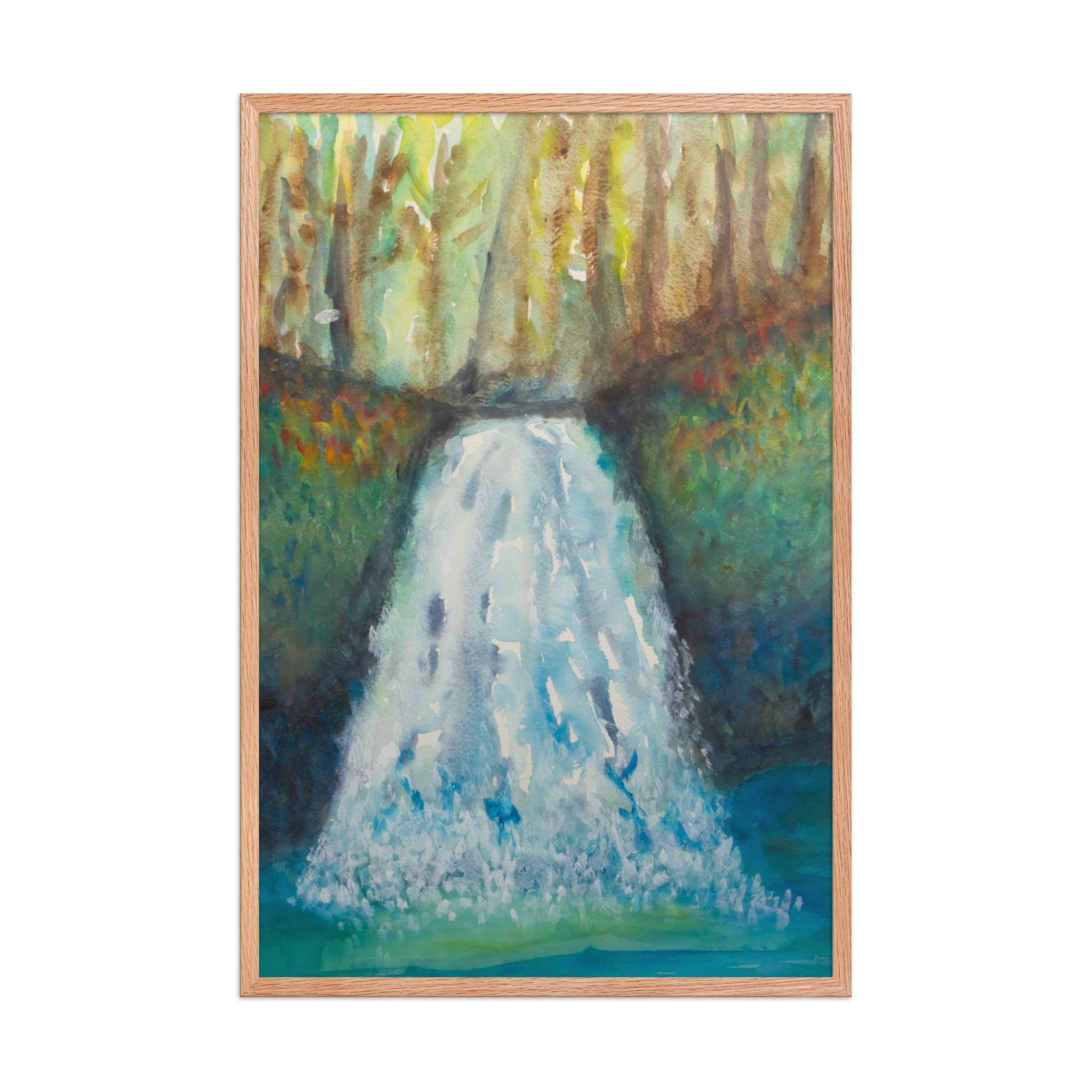 "watercolor waterfall" framed poster "watercolor waterfall" framed poster