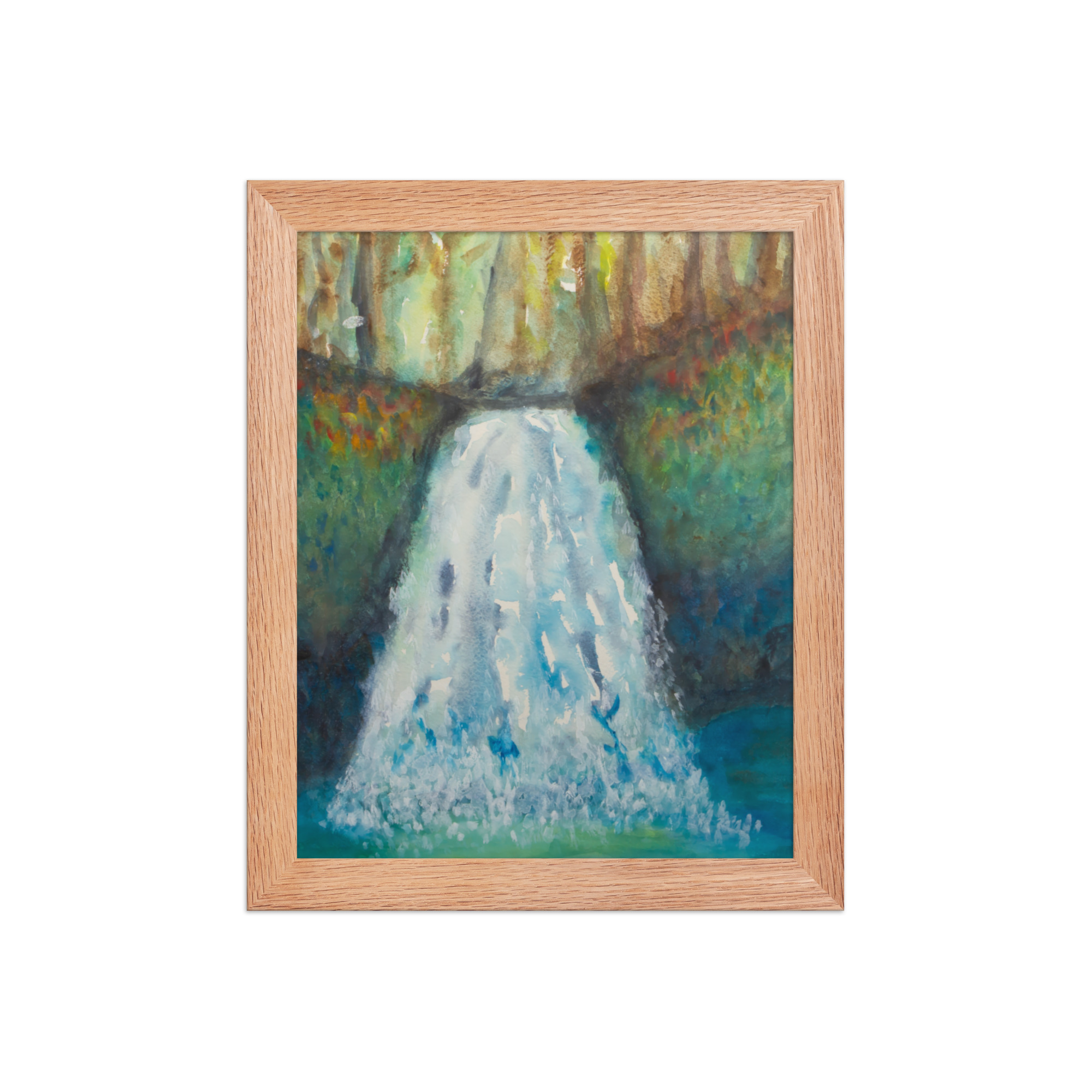 "watercolor waterfall" framed poster "watercolor waterfall" framed poster