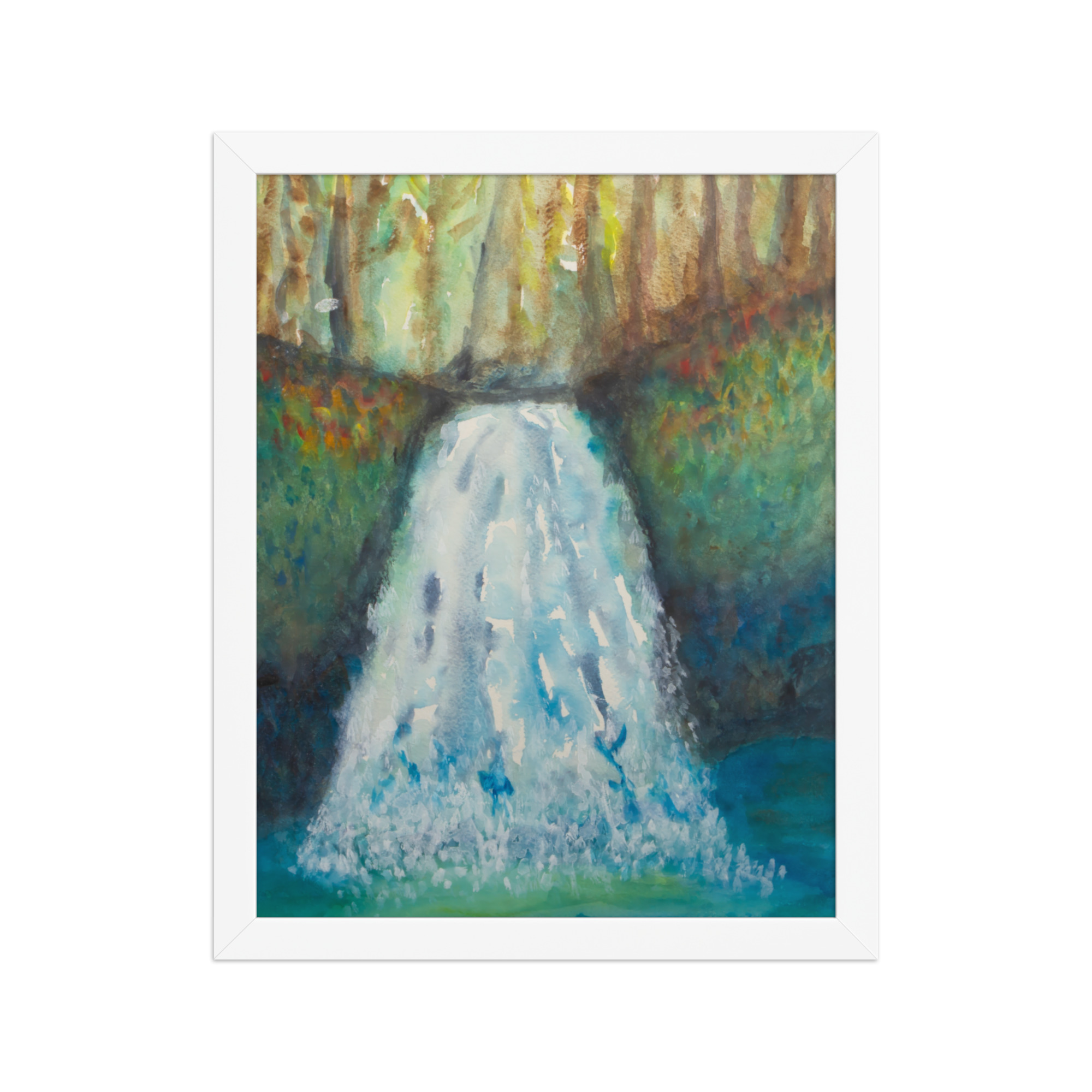 "watercolor waterfall" framed poster "watercolor waterfall" framed poster