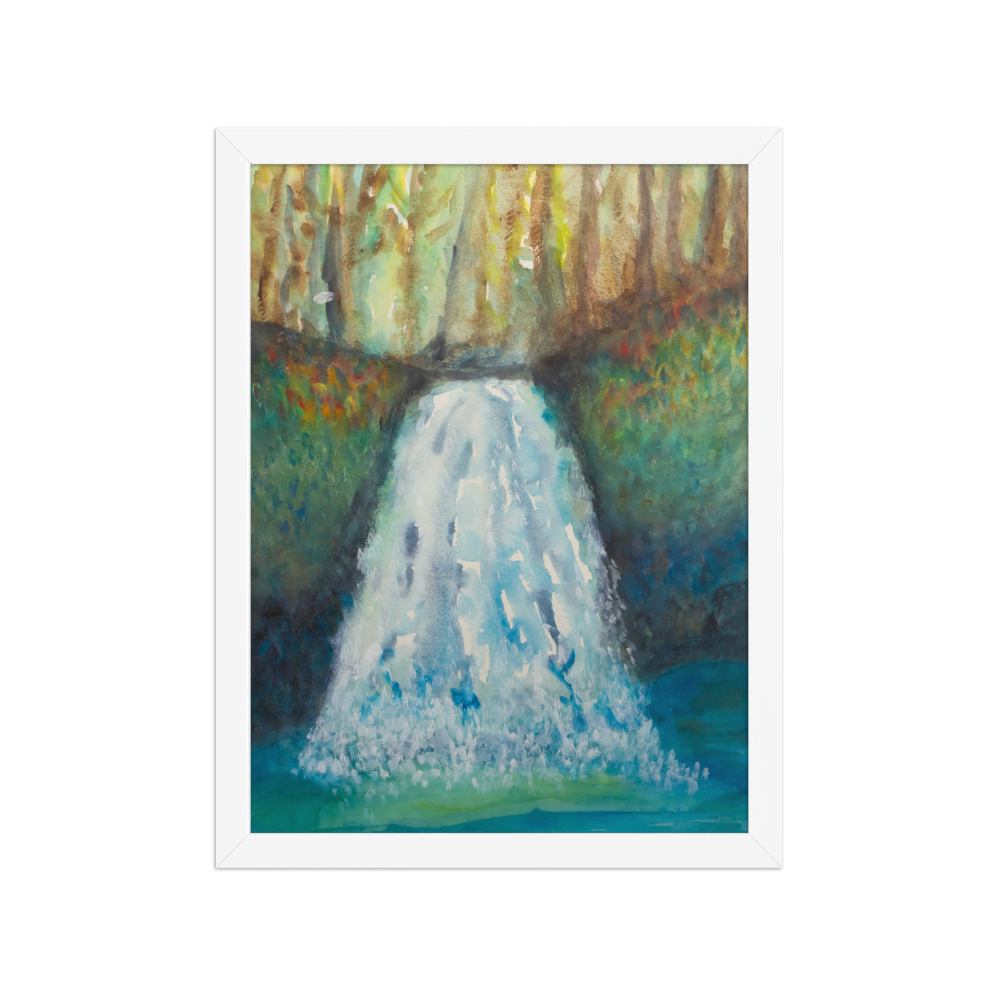 "watercolor waterfall" framed poster "watercolor waterfall" framed poster
