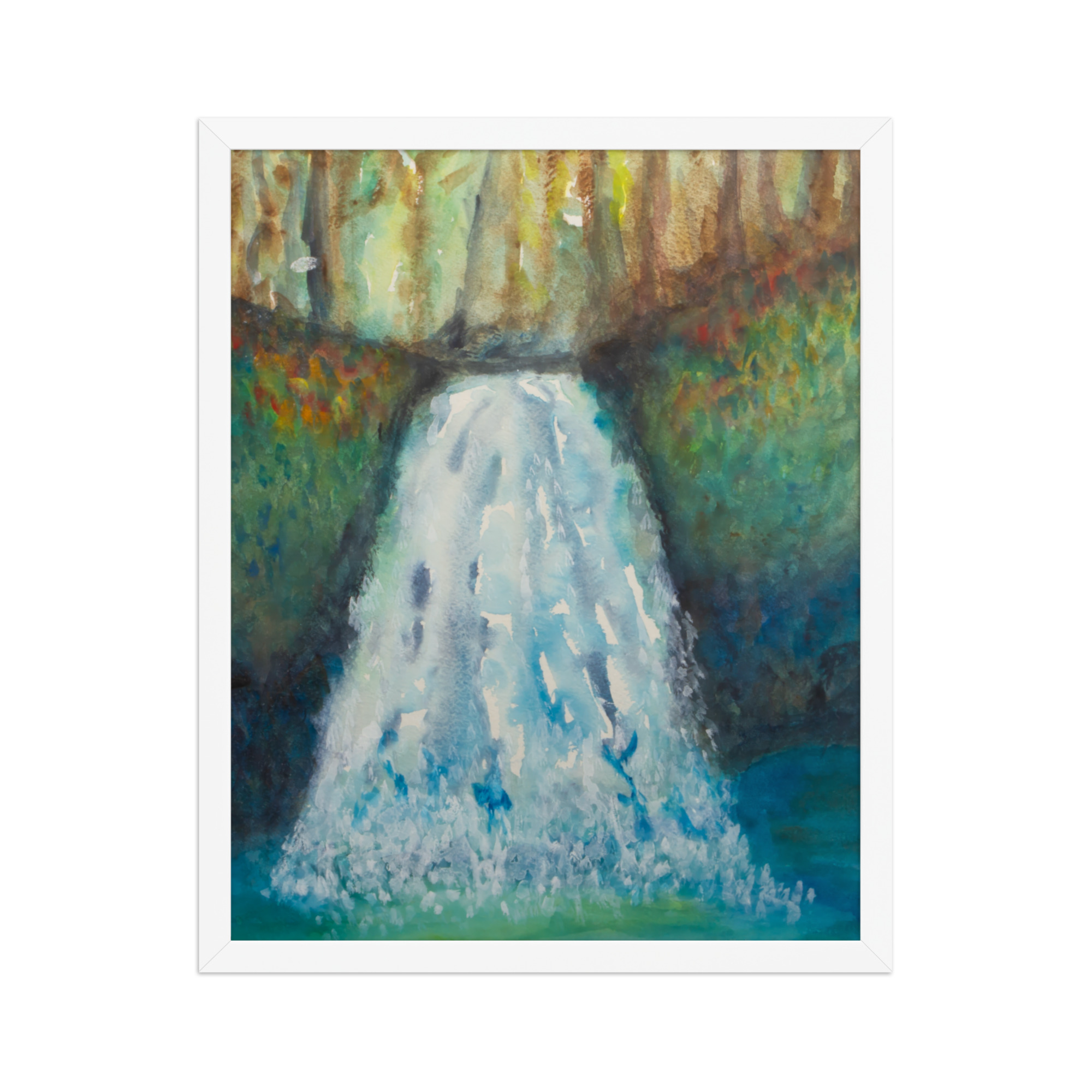 "watercolor waterfall" framed poster "watercolor waterfall" framed poster