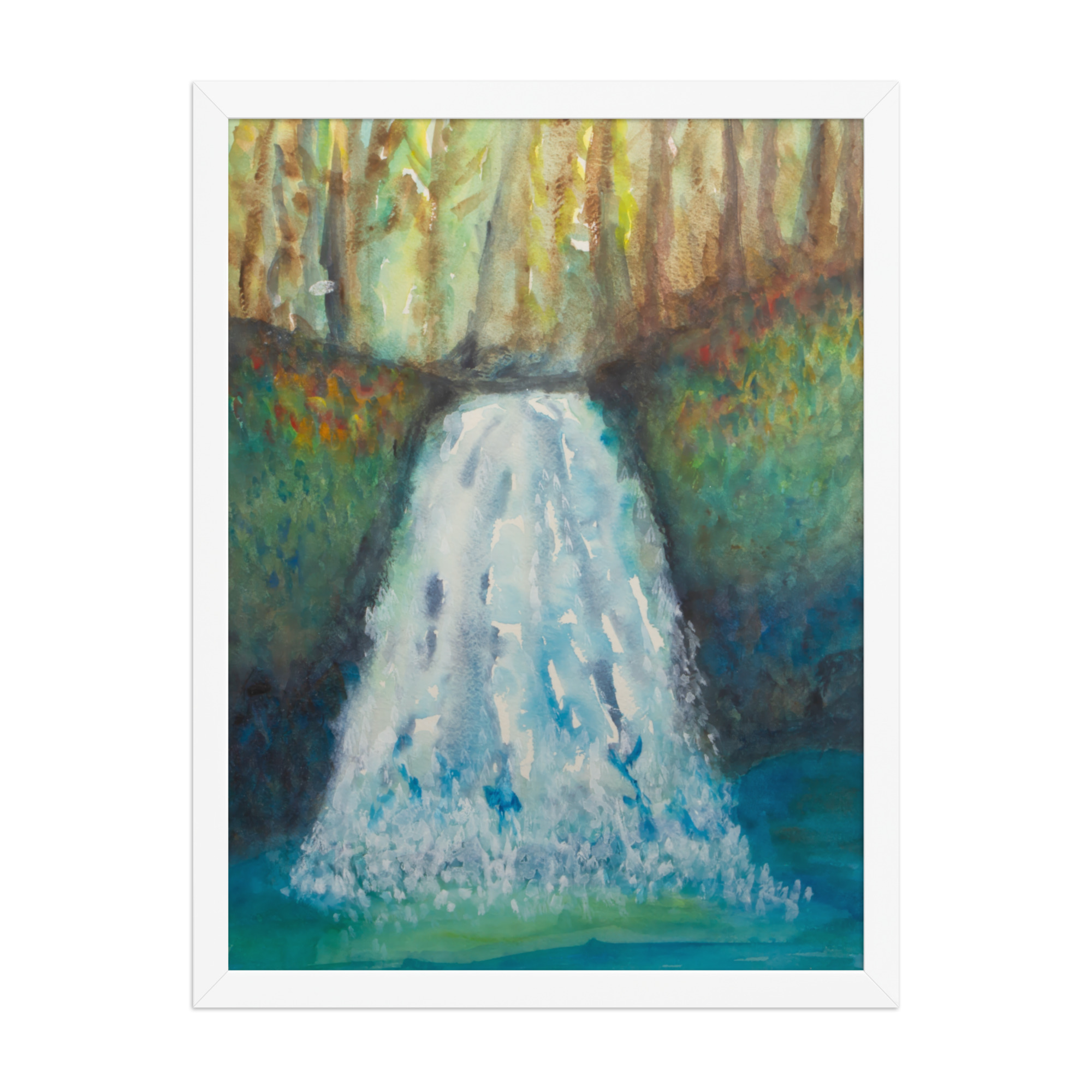 "watercolor waterfall" framed poster "watercolor waterfall" framed poster