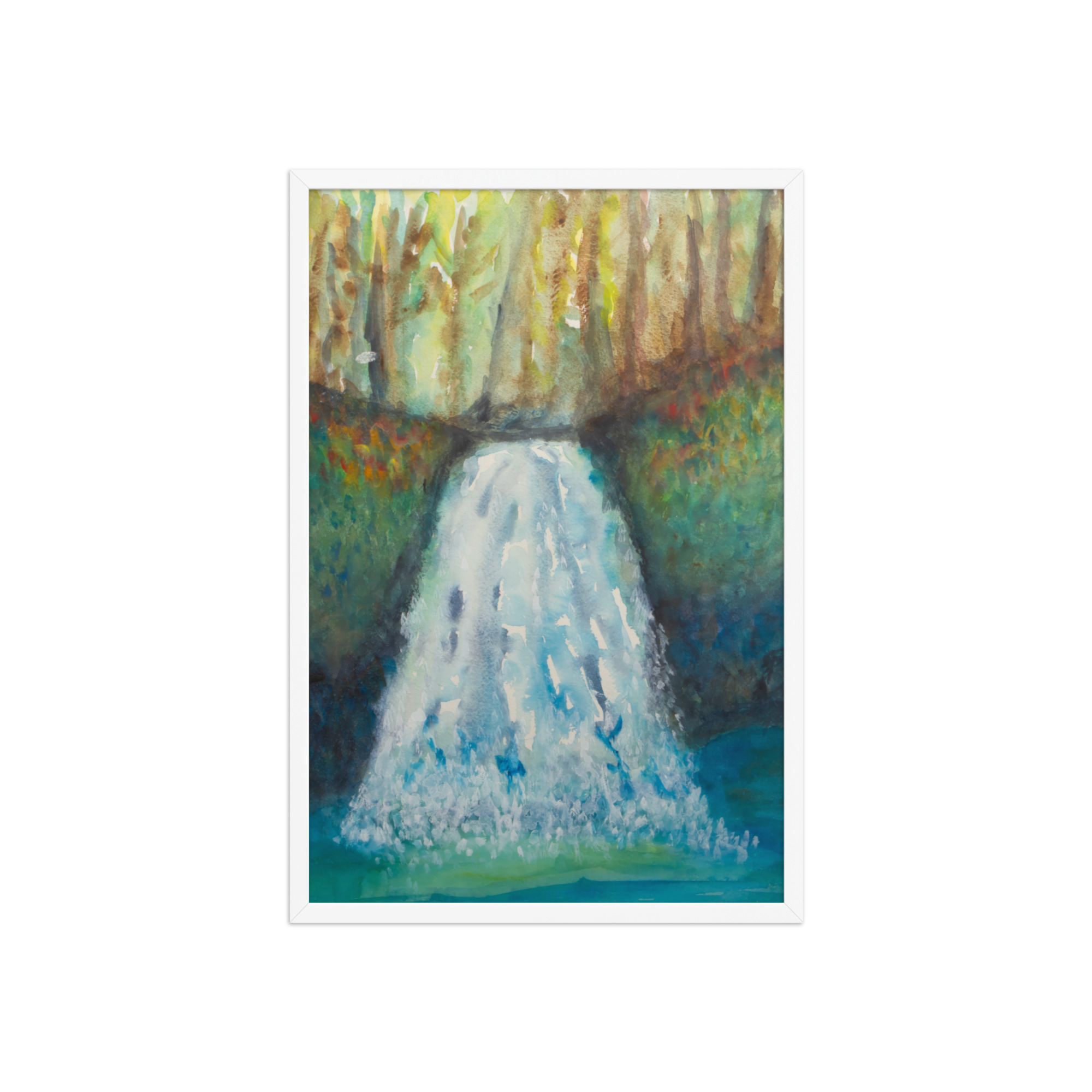 "watercolor waterfall" framed poster "watercolor waterfall" framed poster