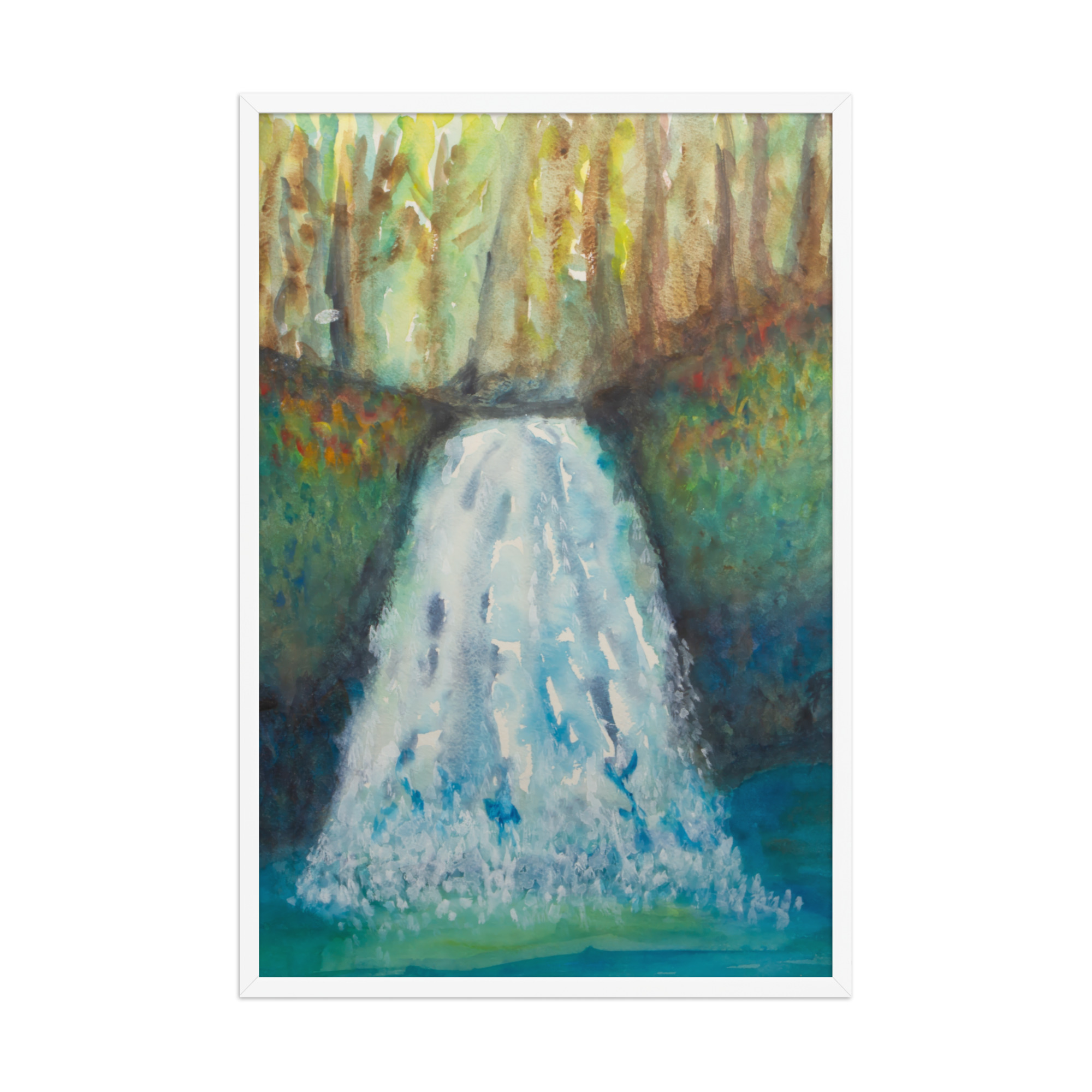 "watercolor waterfall" framed poster "watercolor waterfall" framed poster