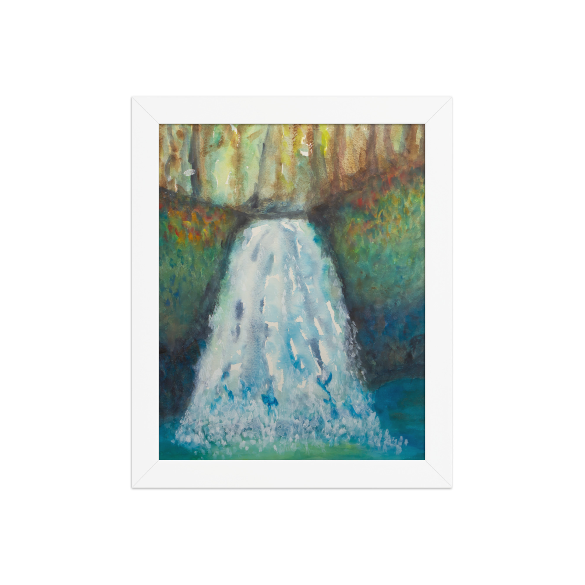 "watercolor waterfall" framed poster "watercolor waterfall" framed poster